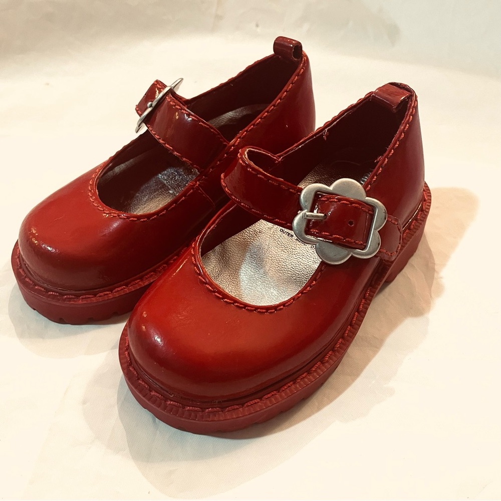 Baby Gap Mary Jane Shoes Toddler Size 5 Red Patent Chunky Sole Vintage